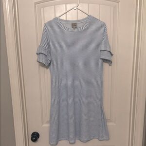 Como Vintage Striped Blue and White Midi Dress